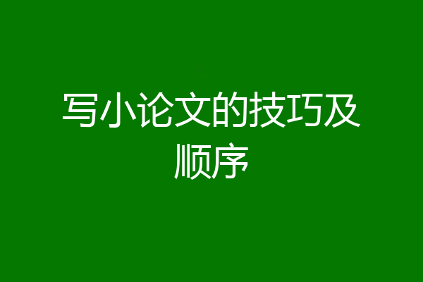 写小论文的技巧及顺序