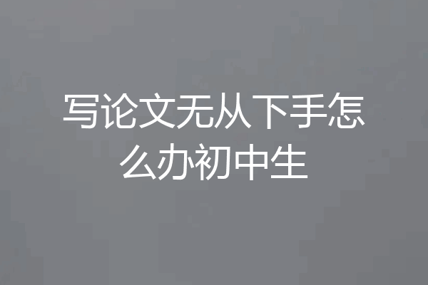 写论文无从下手怎么办初中生