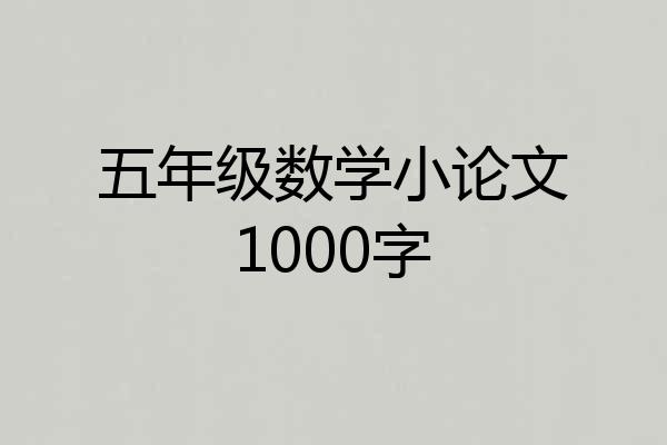 五年级数学小论文1000字