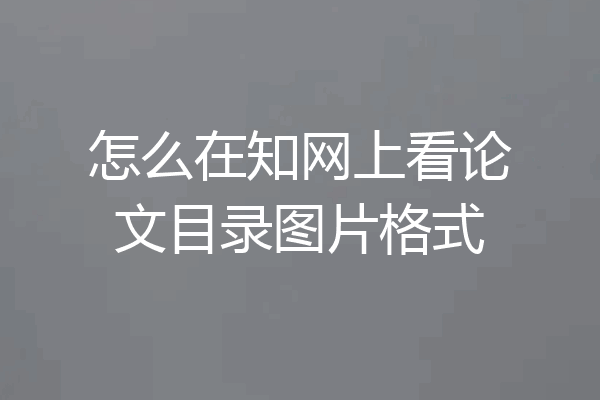 怎么在知网上看论文目录图片格式