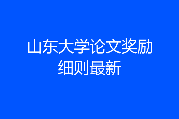 山东大学论文奖励细则最新