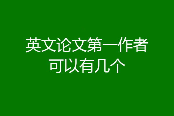 英文论文第一作者可以有几个