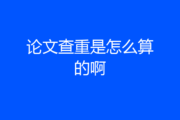 论文查重是怎么算的啊