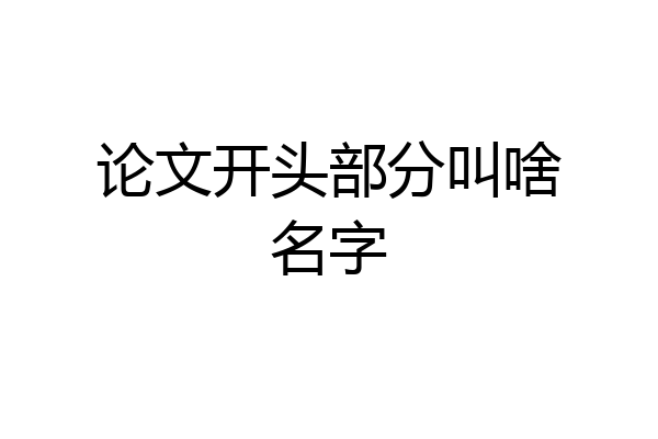 论文开头部分叫啥名字