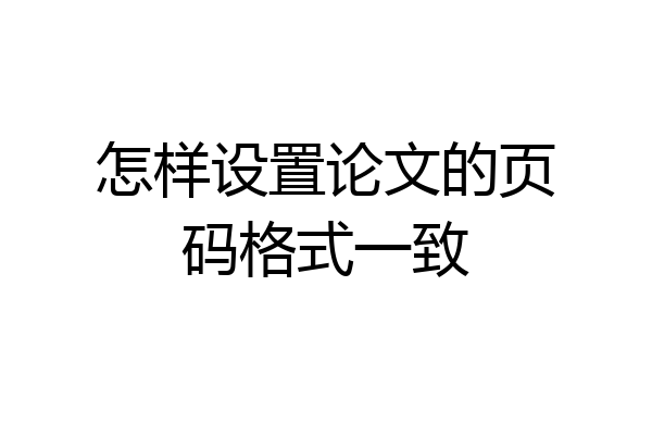 怎样设置论文的页码格式一致