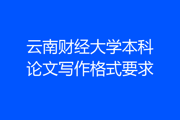 云南财经大学本科论文写作格式要求