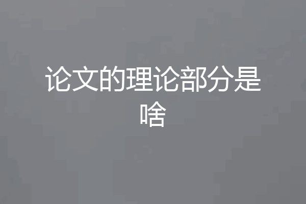 论文的理论部分是啥