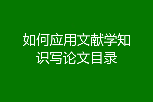 如何应用文献学知识写论文目录