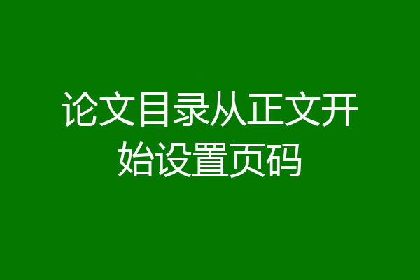 论文目录从正文开始设置页码