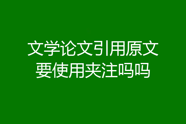 文学论文引用原文要使用夹注吗吗