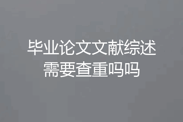 毕业论文文献综述需要查重吗吗