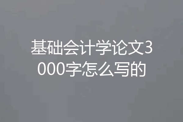 基础会计学论文3000字怎么写的