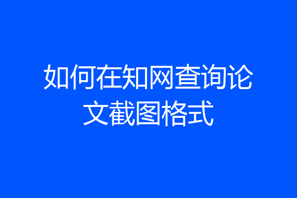 如何在知网查询论文截图格式