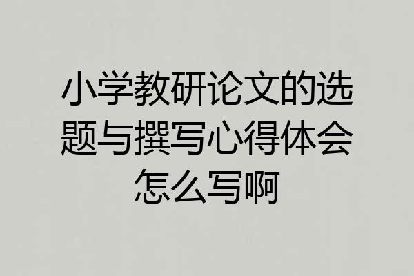 小学教研论文的选题与撰写心得体会怎么写啊