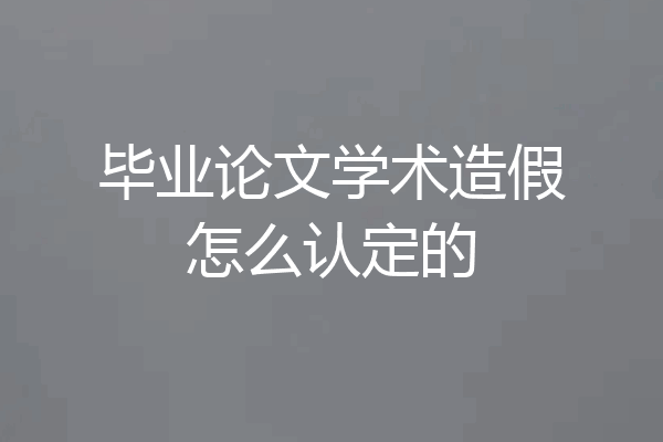 毕业论文学术造假怎么认定的