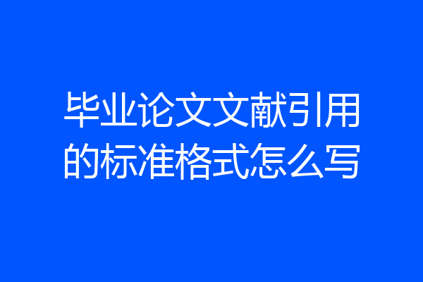 毕业论文文献引用的标准格式怎么写