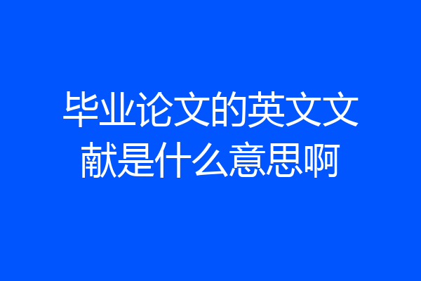毕业论文的英文文献是什么意思啊