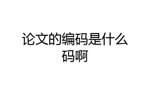 论文的编码是什么码啊