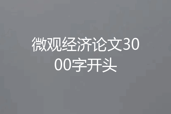 微观经济论文3000字开头