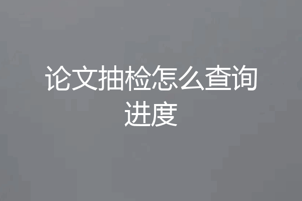 论文抽检怎么查询进度