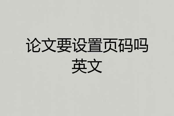 论文要设置页码吗英文