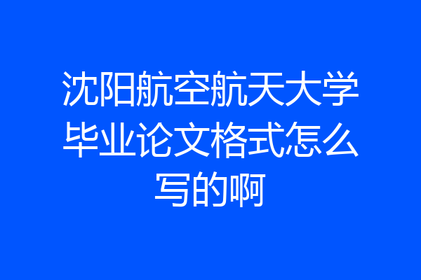 沈阳航空航天大学毕业论文格式怎么写的啊