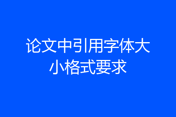 论文中引用字体大小格式要求