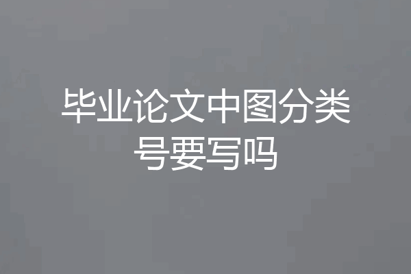 毕业论文中图分类号要写吗