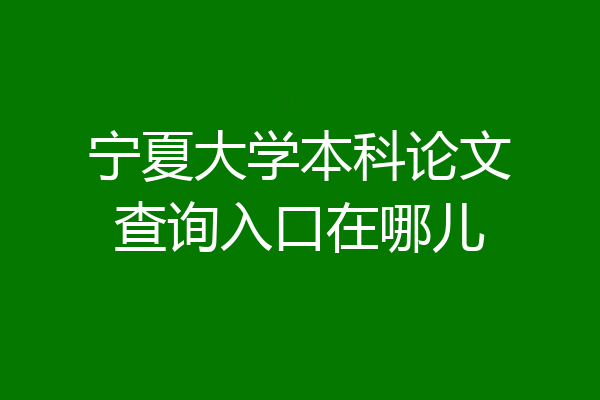 宁夏大学本科论文查询入口在哪儿
