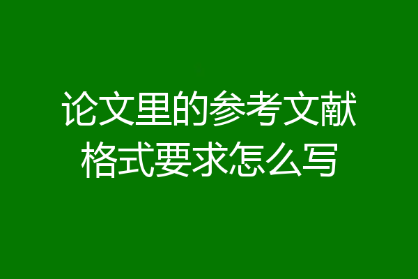 论文里的参考文献格式要求怎么写