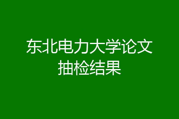 东北电力大学论文抽检结果