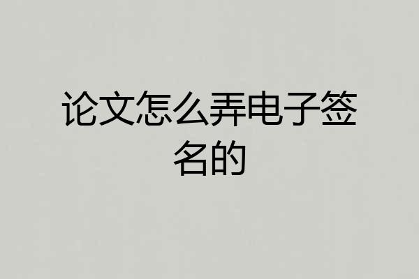 论文怎么弄电子签名的