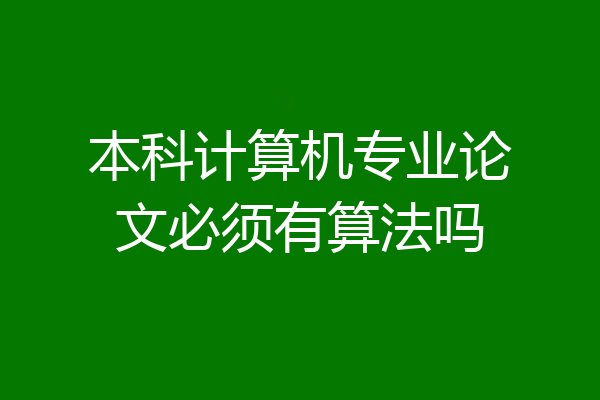本科计算机专业论文必须有算法吗