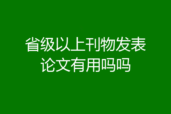 省级以上刊物发表论文有用吗吗