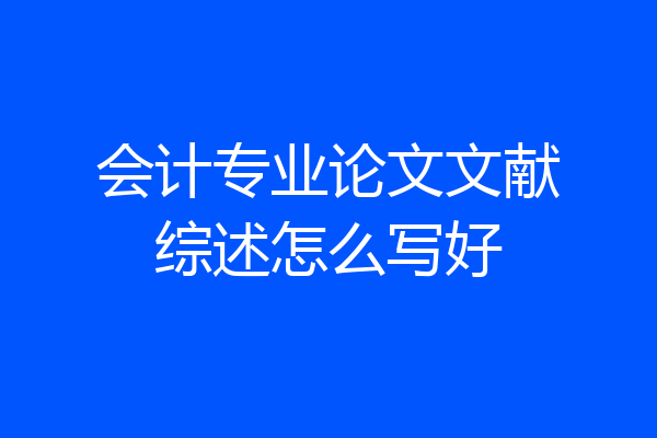 会计专业论文文献综述怎么写好