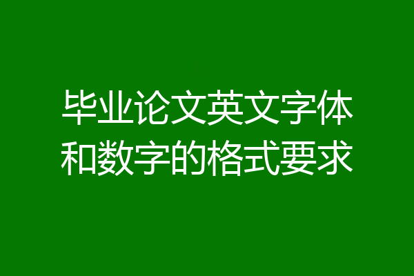 毕业论文英文字体和数字的格式要求