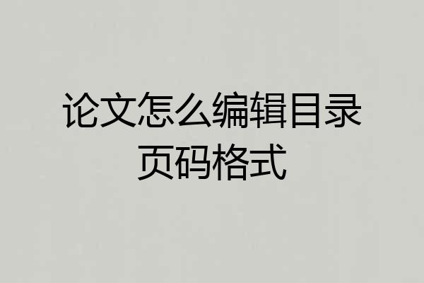 论文怎么编辑目录页码格式