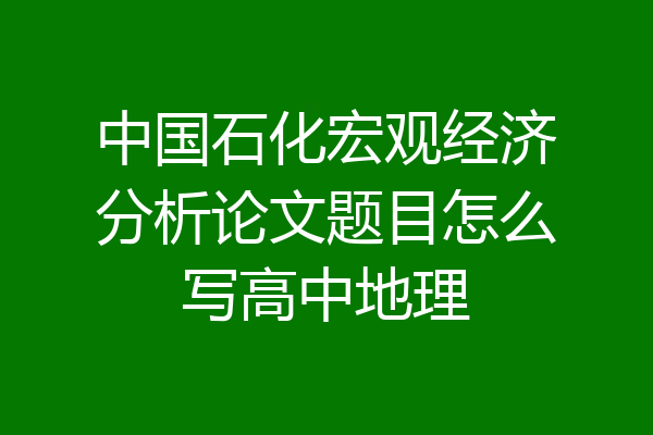中国石化宏观经济分析论文题目怎么写高中地理