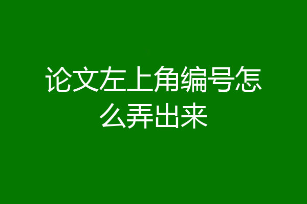 论文左上角编号怎么弄出来