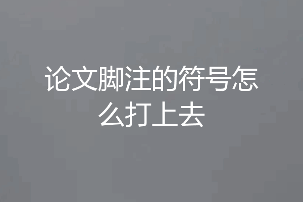 论文脚注的符号怎么打上去
