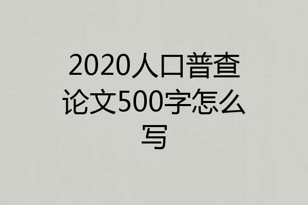 2020人口普查论文500字怎么写