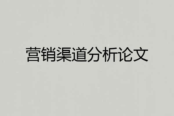 营销渠道分析论文