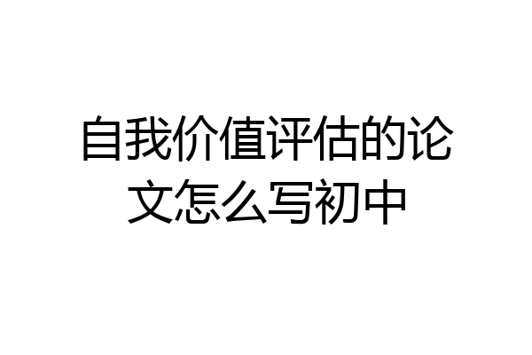 自我价值评估的论文怎么写初中