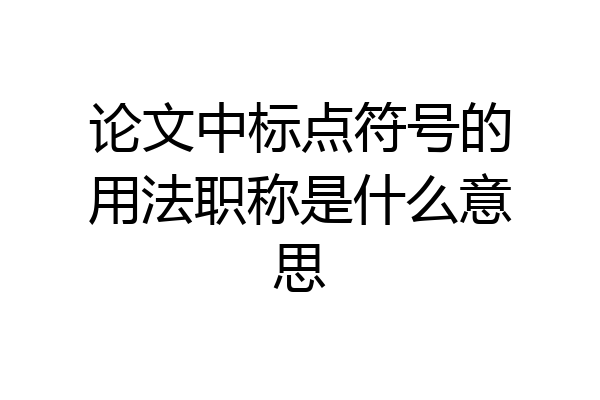 论文中标点符号的用法职称是什么意思