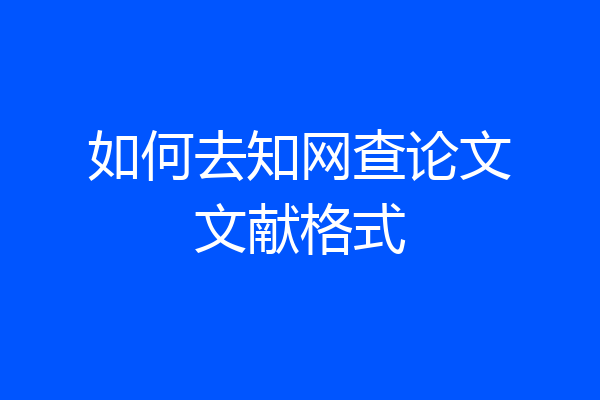 如何去知网查论文文献格式