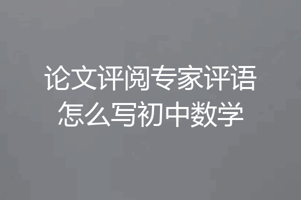 论文评阅专家评语怎么写初中数学