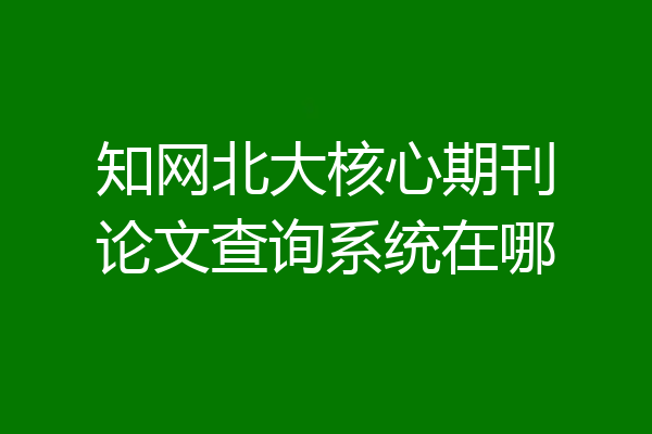 知网北大核心期刊论文查询系统在哪