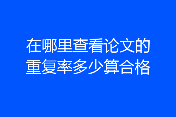 在哪里查看论文的重复率多少算合格