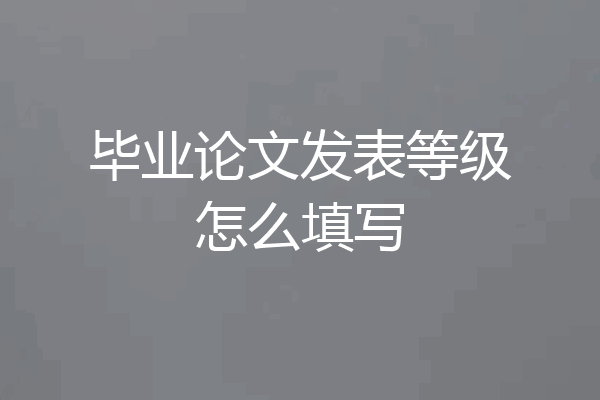 毕业论文发表等级怎么填写