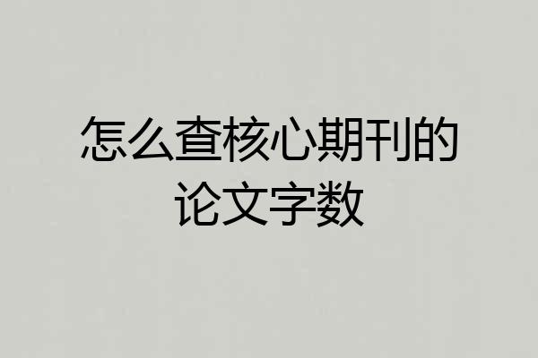 怎么查核心期刊的论文字数